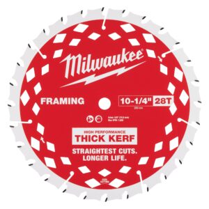 Milwaukee 10-1/4” 28-Tooth Thick Kerf Framing Circular Saw Blade (48-40-1048)