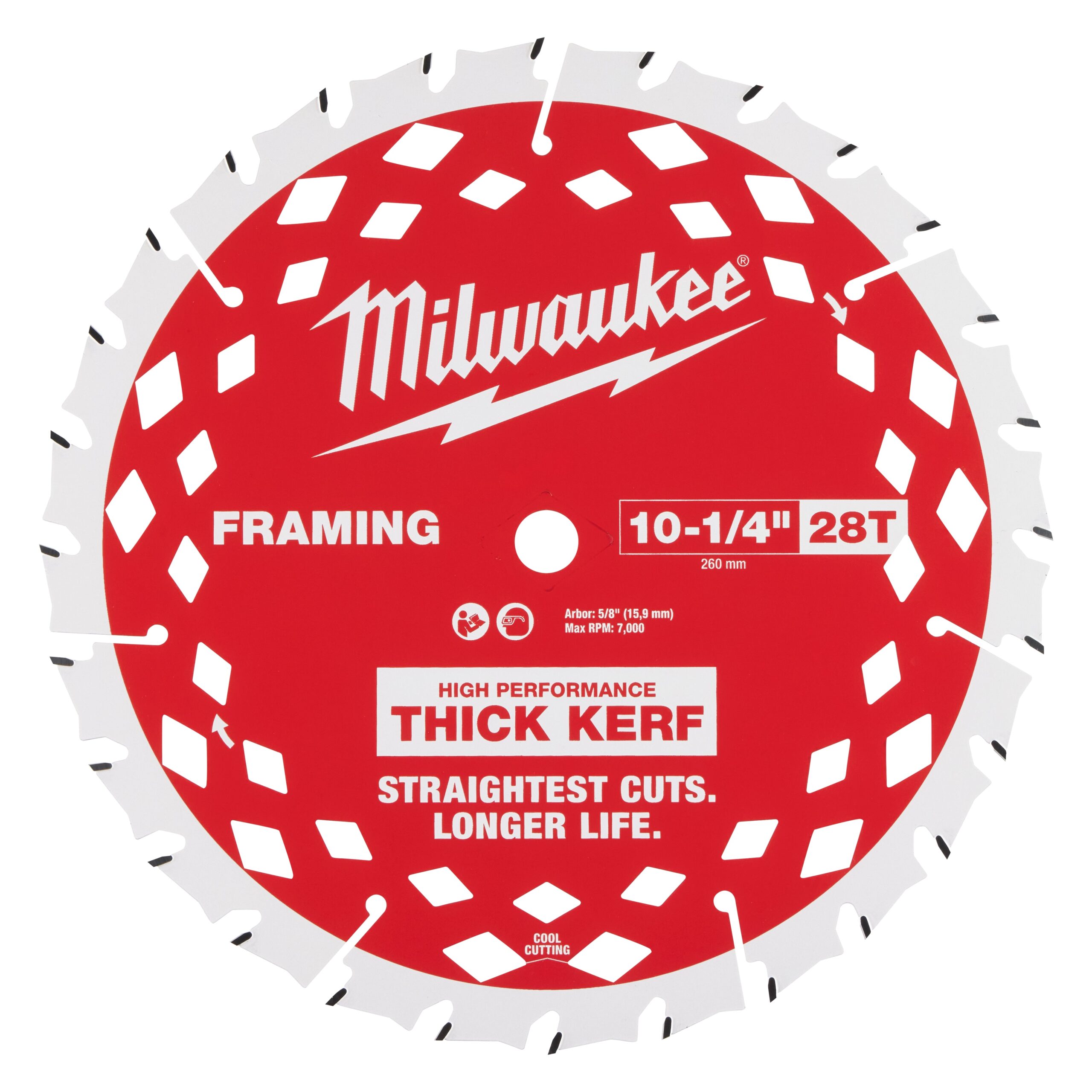 Milwaukee 10-1/4” 28-Tooth Thick Kerf Framing Circular Saw Blade (48-40-1048)