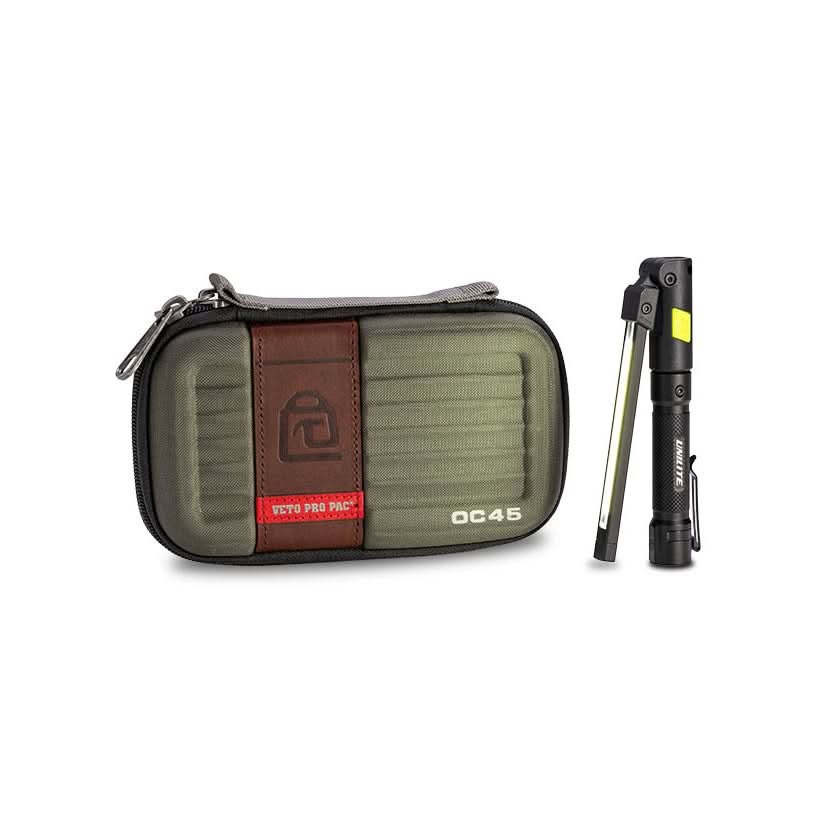 Veto Pro Pac OC45 Small-Sized Customizable Zippered Case with Unilite IL-452R Folding Inspection Light