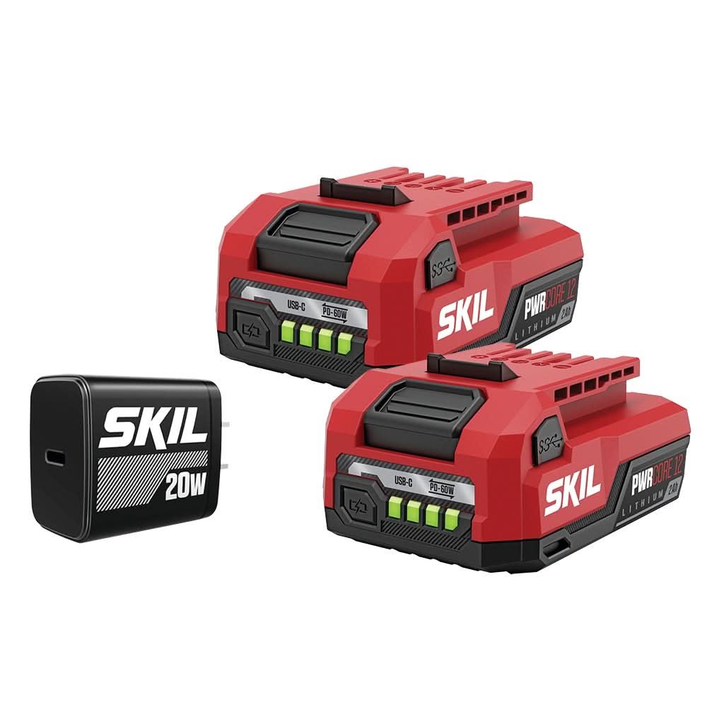 SKIL PWR CORE 12 2 x 2.0Ah 12V USB-C Battery and Charger Starter Kit