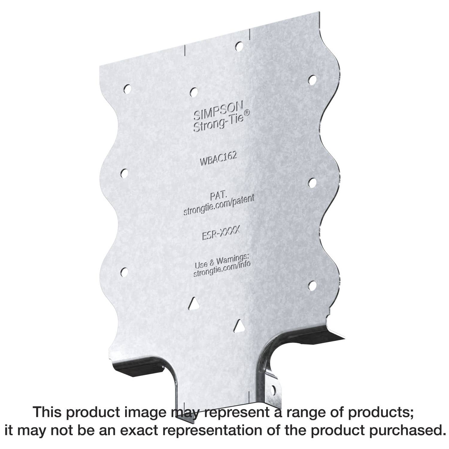Simpson Strong-Tie WBAC162-R50 WBAC Wood Backing Steel Connector for 1-1/4-in. to 1-5/8-in. Flange, 50-Pack