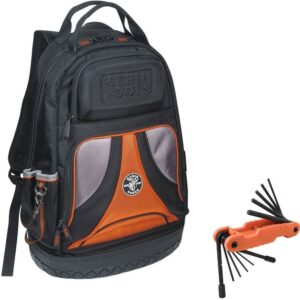 Klein 55421BP14 Tradesman Pro Tool Bag Backpack, 39 Pockets, Black, 14-Inch with Pro Folding Hex Key Set (PROMO)