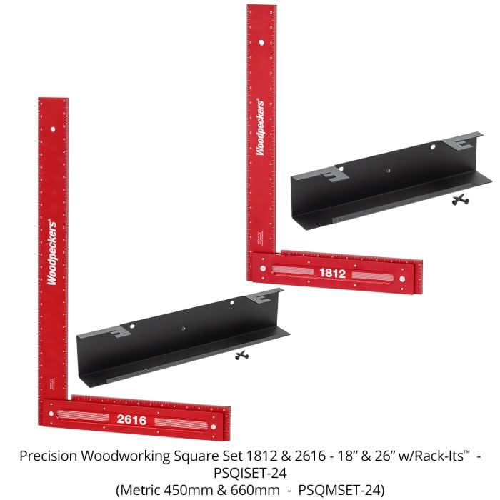 Woodpeckers PSQISET-24 2-Piece Precision Woodworking Square Set w/ Rack-It