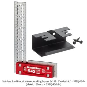 Woodpeckers SSSQ-06-24 Stainless Steel Square, 6 in. w/ Rack-It