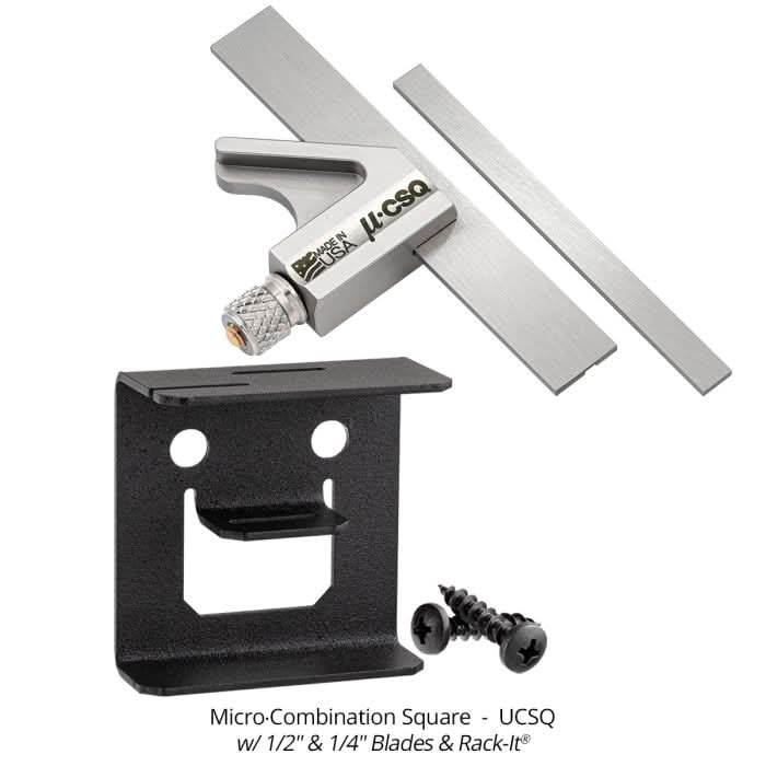 Woodpeckers UCSQ Micro-Combination Square Set w/ 1/2" & 1/4" Blades & Rack-It