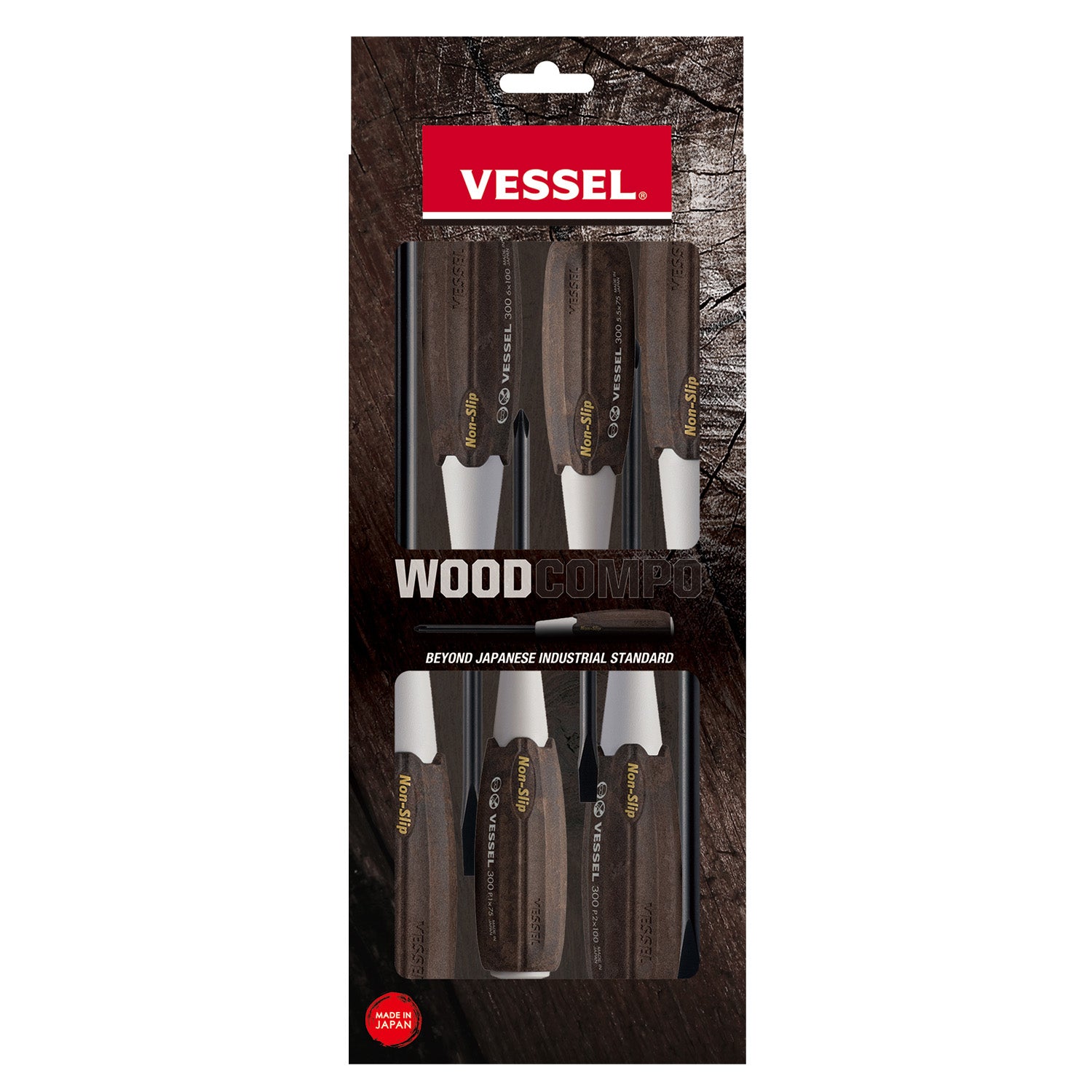 Vessel 3006CS WOOD-COMPO Non-Slip Screwdriver 6-Piece Set
