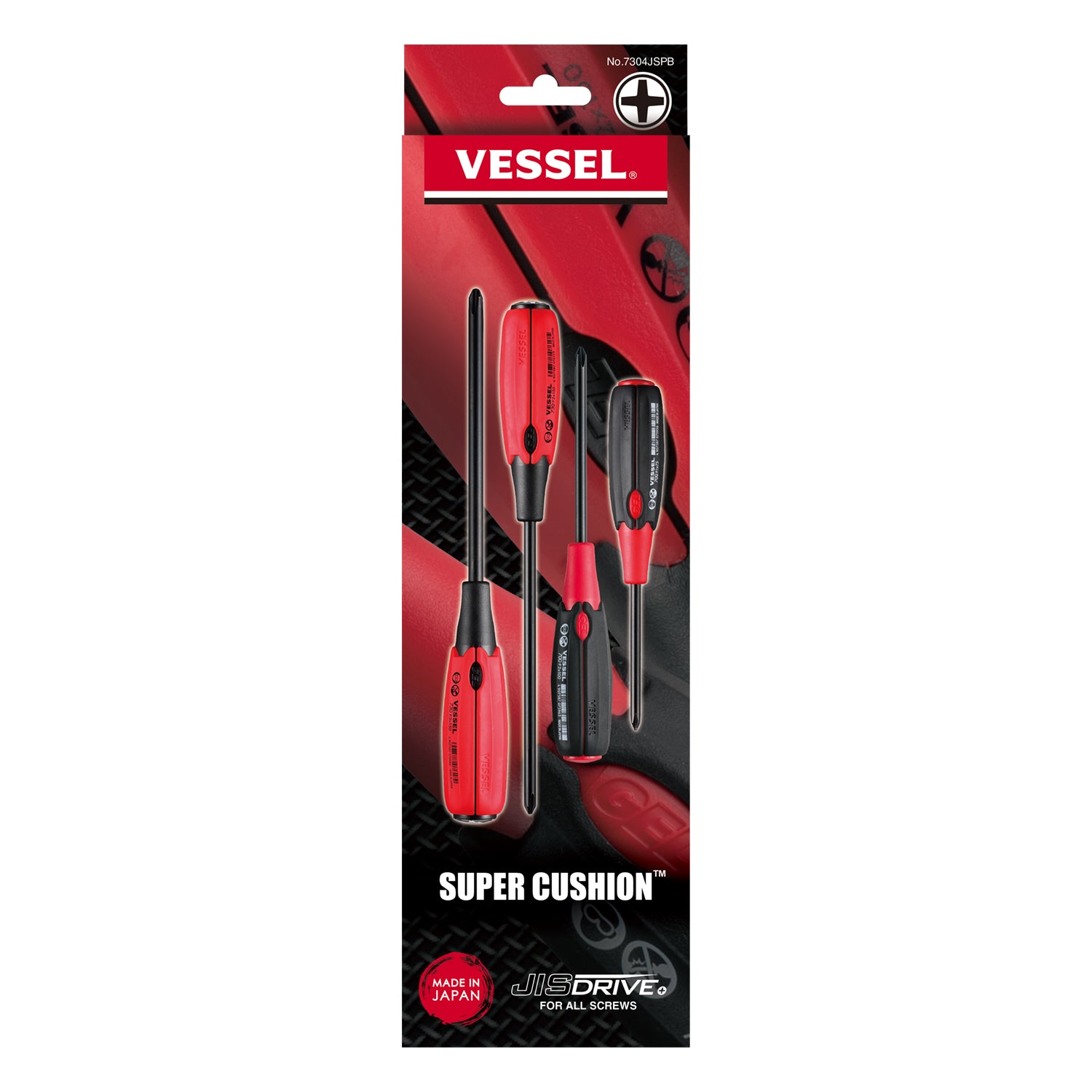 Vessel 7304JSPB SUPER CUSHION JISDRIVE Screwdriver 4-Piece Set