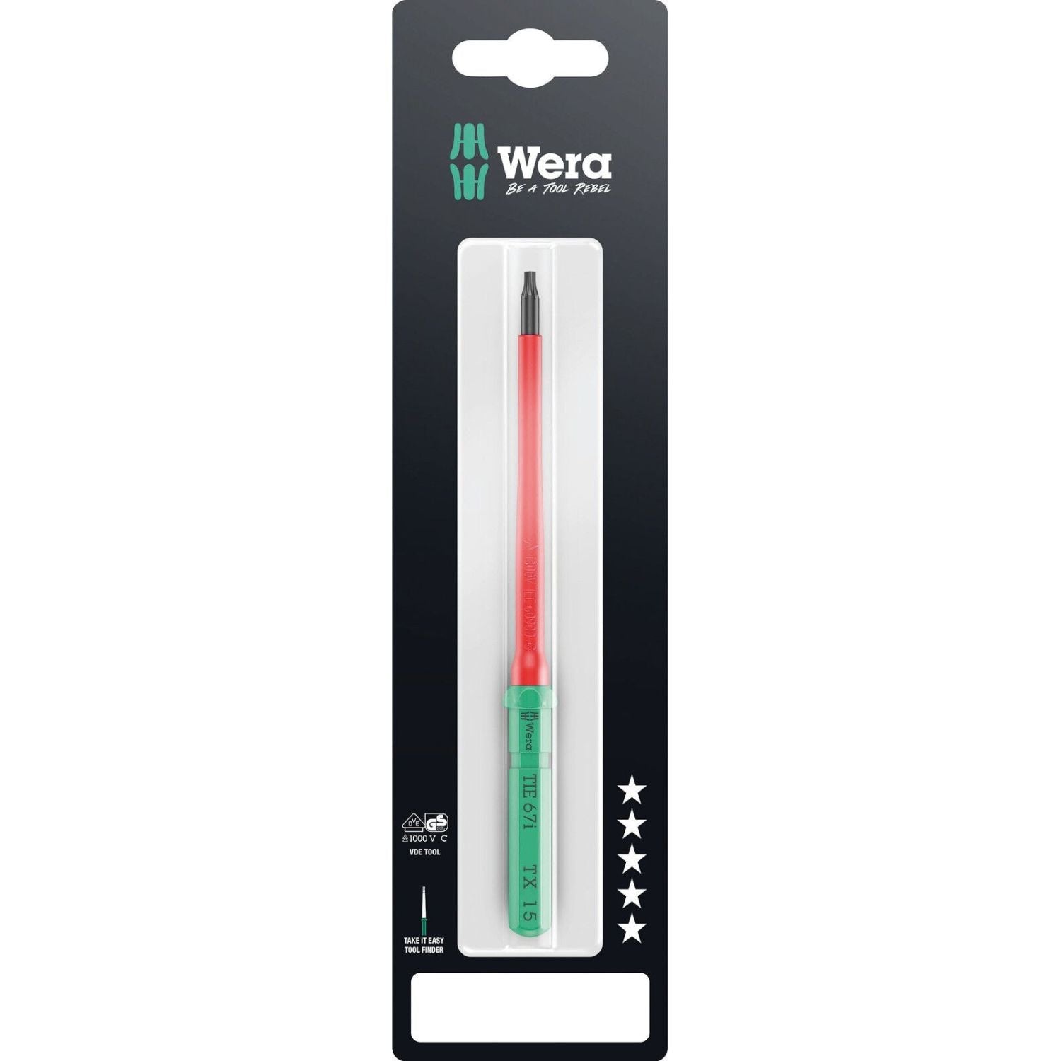 Wera Kraftform Kompakt VDE 67 I Torx Take It Easy SB, Torx 15x157-mm.