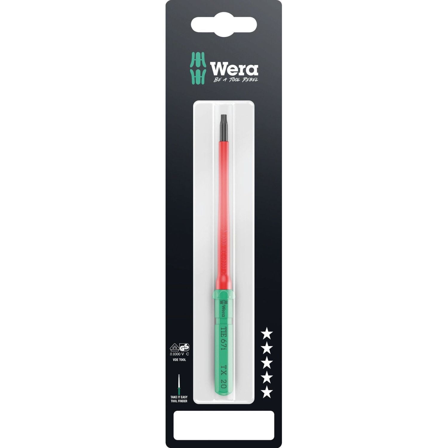 Wera Kraftform Kompakt VDE 67 I Torx Take It Easy SB, Torx 20x157-mm.