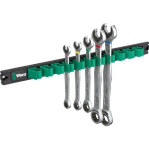 Wera 9631 Magnetic Rail 6000 Joker 2 Ratcheting Combination Wrenches Set, 5-Pieces