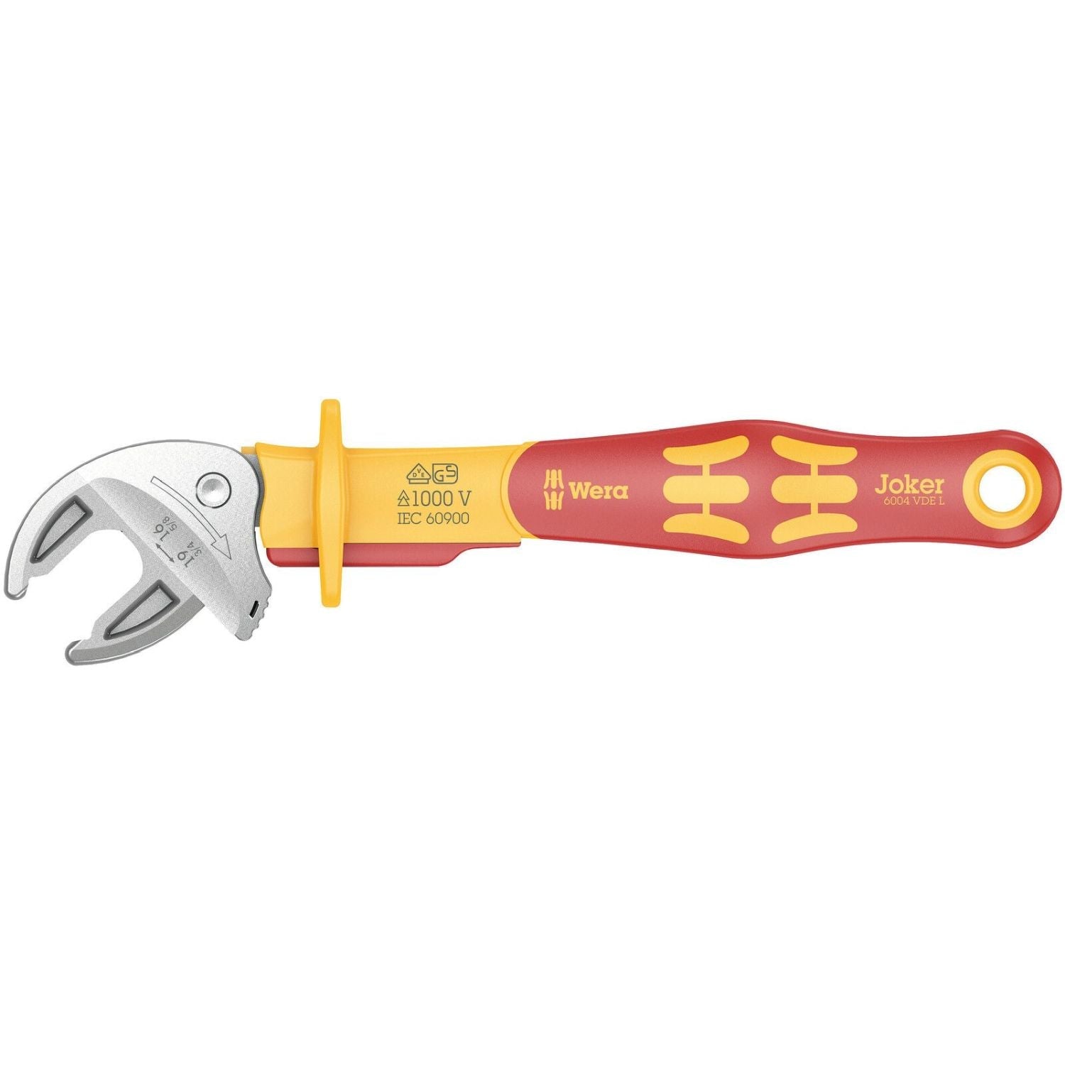 Wera 6004 Joker VDE L Vde-insulated Self-Setting Spanner, 16; 17; 18; 19x5/8; 11/16; 3/4-in.x226-mm.