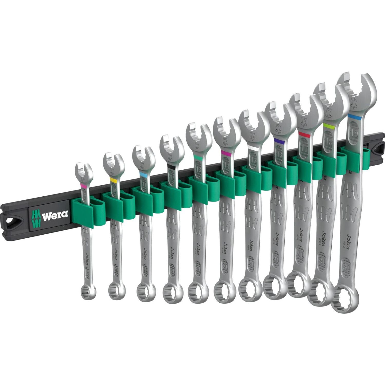 Wera 9640 Magnetic Rail 6003 Joker 1 Ring Spanner Set, 11-Pieces