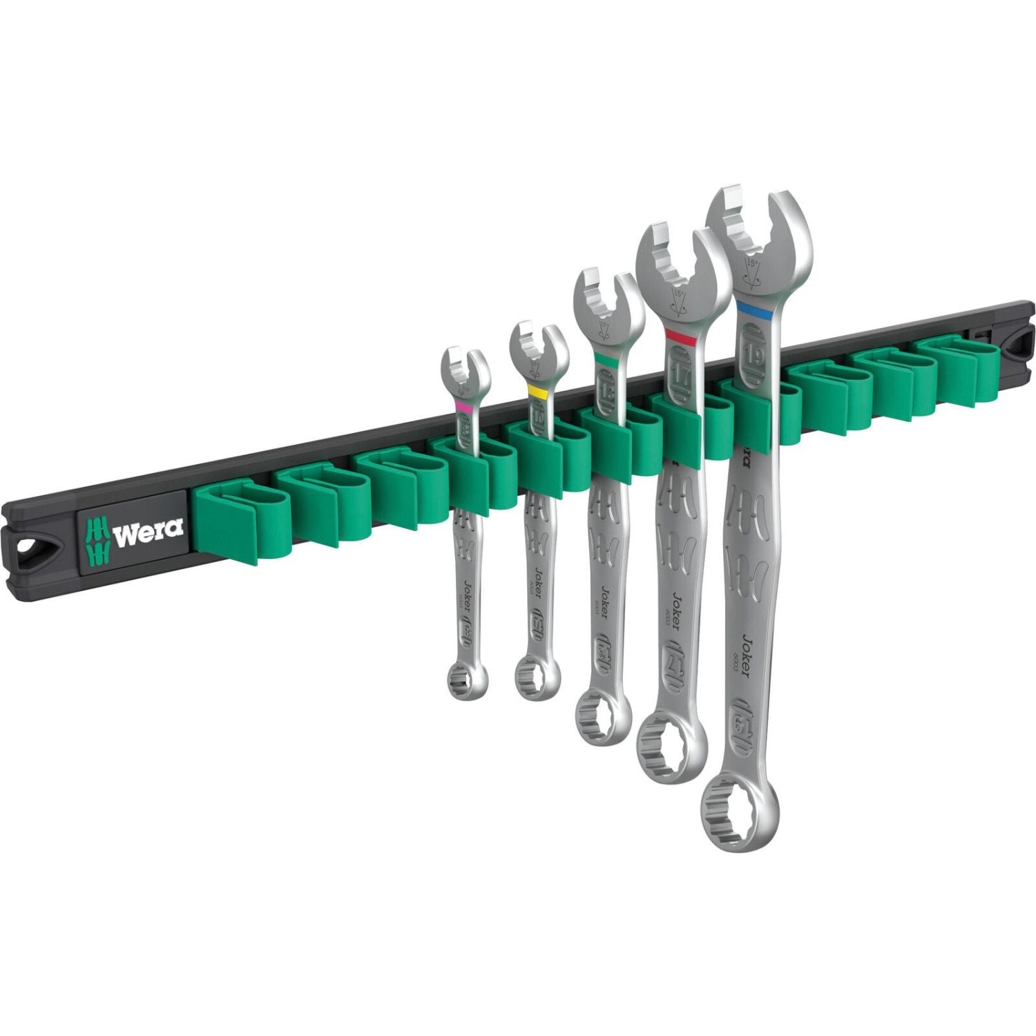 Wera 9641 Magnetic Rail 6003 Joker 2 Ring Spanner Set, 5-Pieces