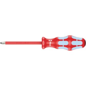 Wera 3165 I Pz VDE Insulated Screwdriver For Pozidriv Screws, Stainless, Pz 1x80-mm.