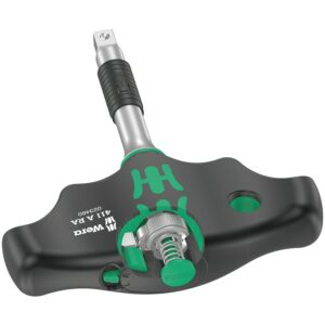 Wera 411 A Ra T-Handle Adapter Screwdriver With Ratchet Function, 1/4-in., 1/4-in.x45-mm.