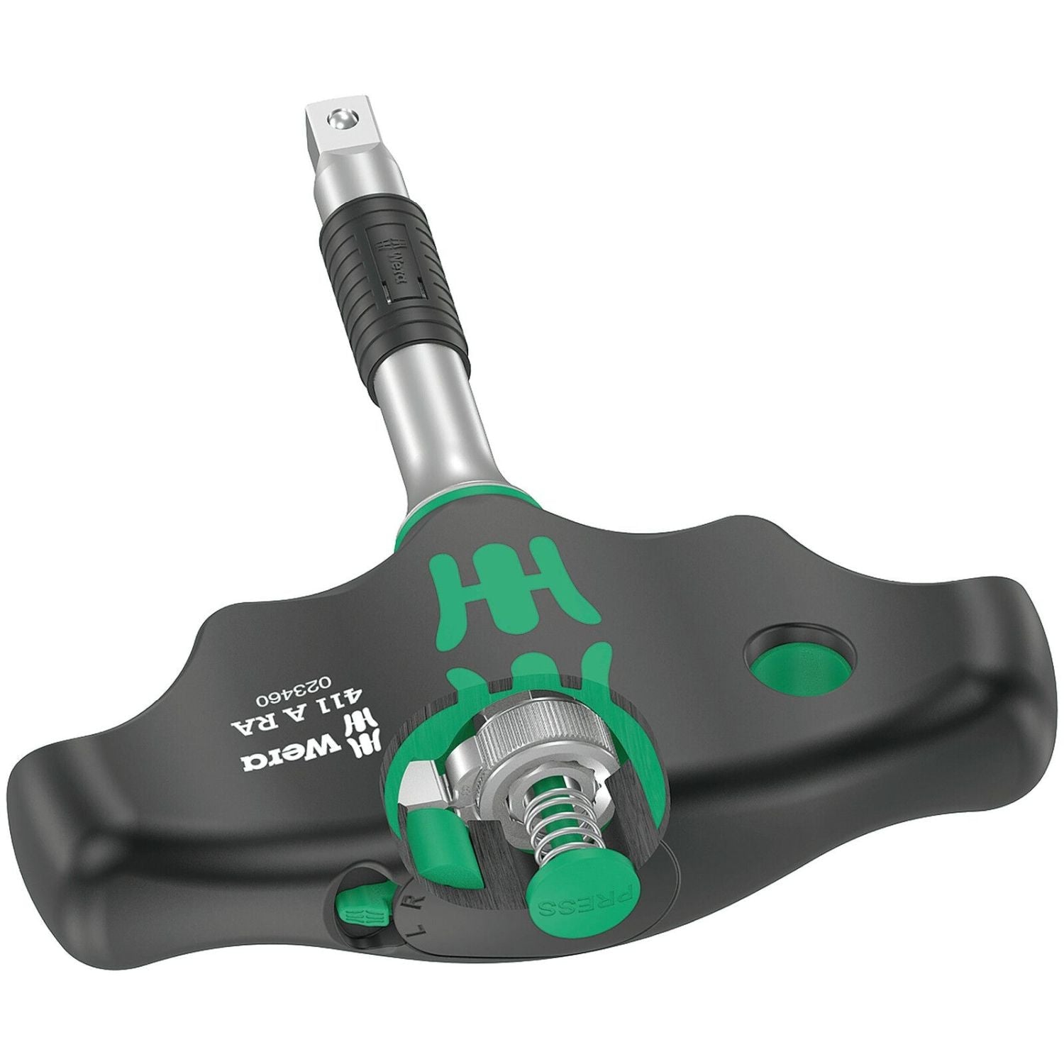 Wera 411 A Ra T-Handle Adapter Screwdriver With Ratchet Function, 1/4-in., 1/4-in.x45-mm.