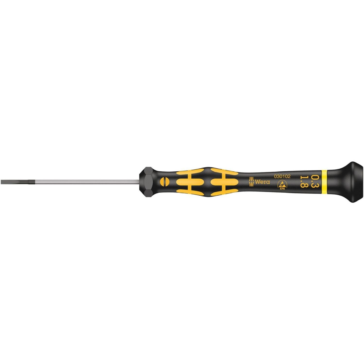 Wera 1578 A Esd Kraftform Micro Screwdriver For Slotted Screws, 0.30x1.8x60-mm.