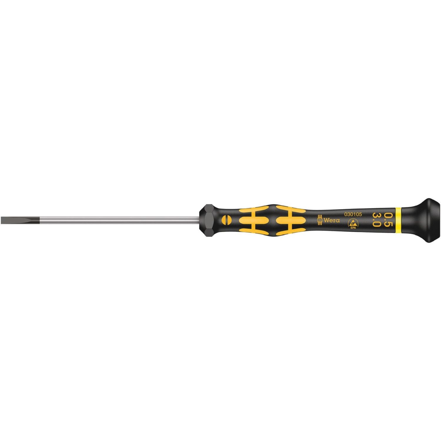 Wera 1578 A Esd Kraftform Micro Screwdriver For Slotted Screws, 0.50x3x80-mm.