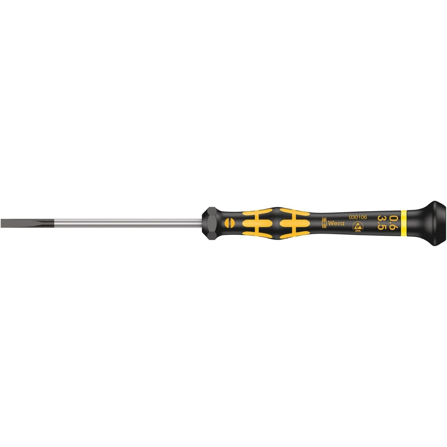 Wera 1578 A Esd Kraftform Micro Screwdriver For Slotted Screws, 0.60x3.5x80-mm.