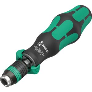 Wera 838 Ra-R M Bit-Holding Handle With Ratchet Functionality, 1/4-in., 1/4-in.x123.5-mm.
