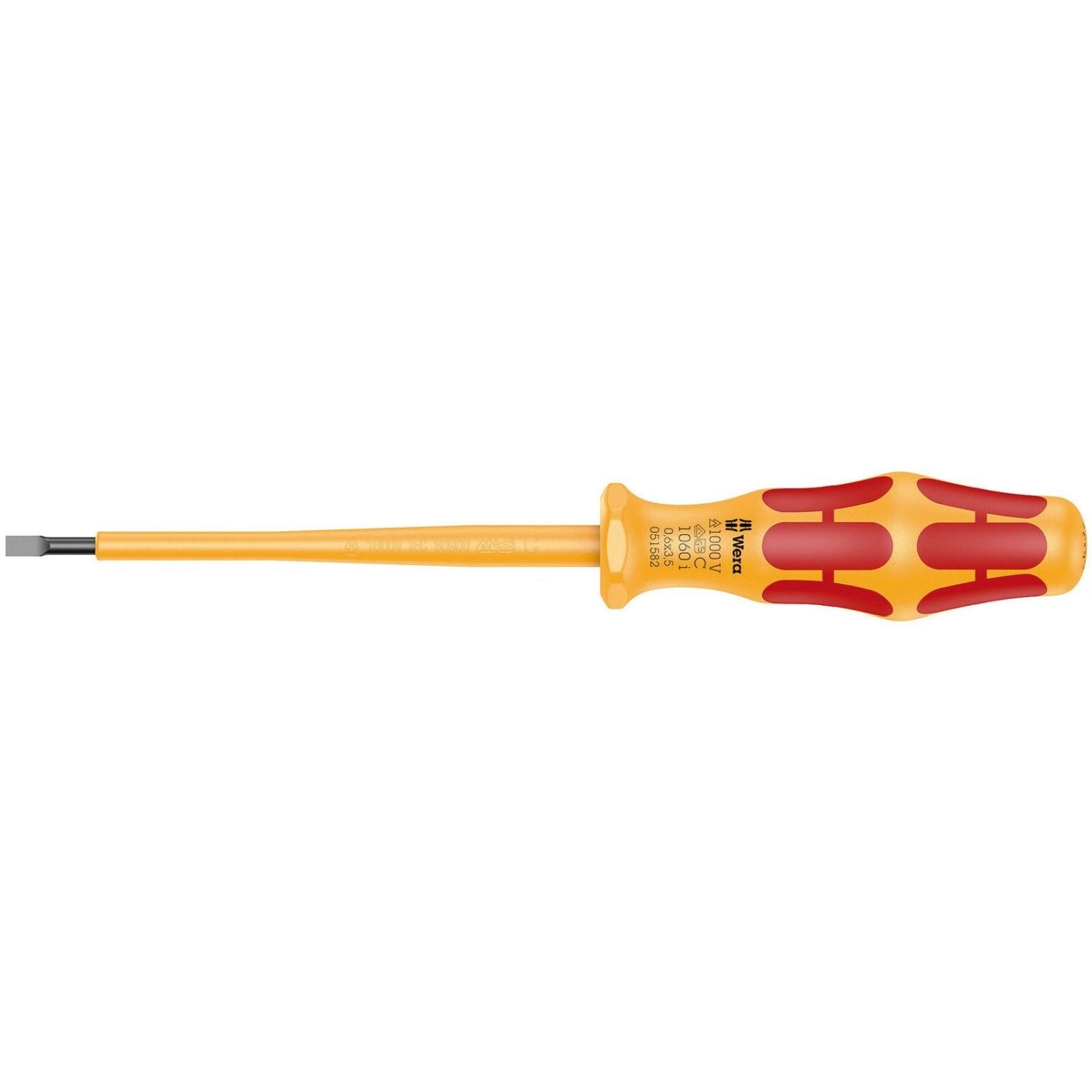 Wera 1060 I Vde-insulated Kraftform Slotted Screwdriver, 0.6x3.5x100-mm.