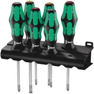 Wera 335/350/355/6 Screwdriver Set Kraftform Plus Lasertip And Rack, 6-Pieces