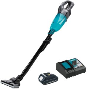 Makita XLC09R1B 18V LXT Lithium-ion Brushless Cordless 4-Speed Compact Stick Vacuum Kit, w/ Push Button (2.0Ah)