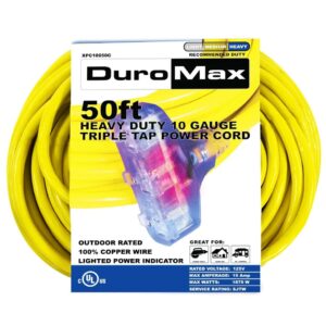 Duromax XPC10050C 50-Foot 10-Gauge Triple Tap Extension Power Cord